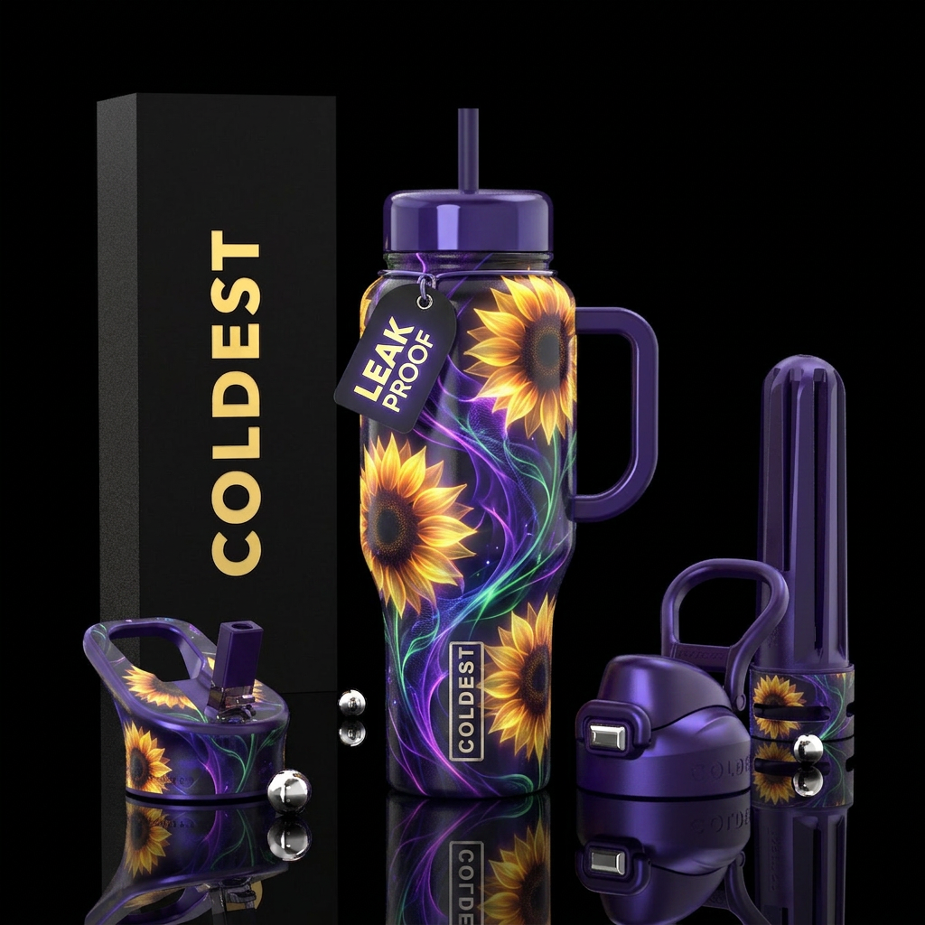 Sunflowers, glowie, flower,  moderm, Reflective water bottle design