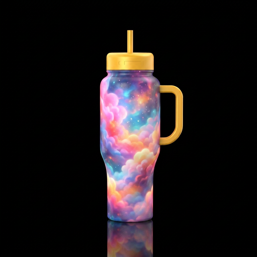 Happy days, glowie, shadow water bottle design