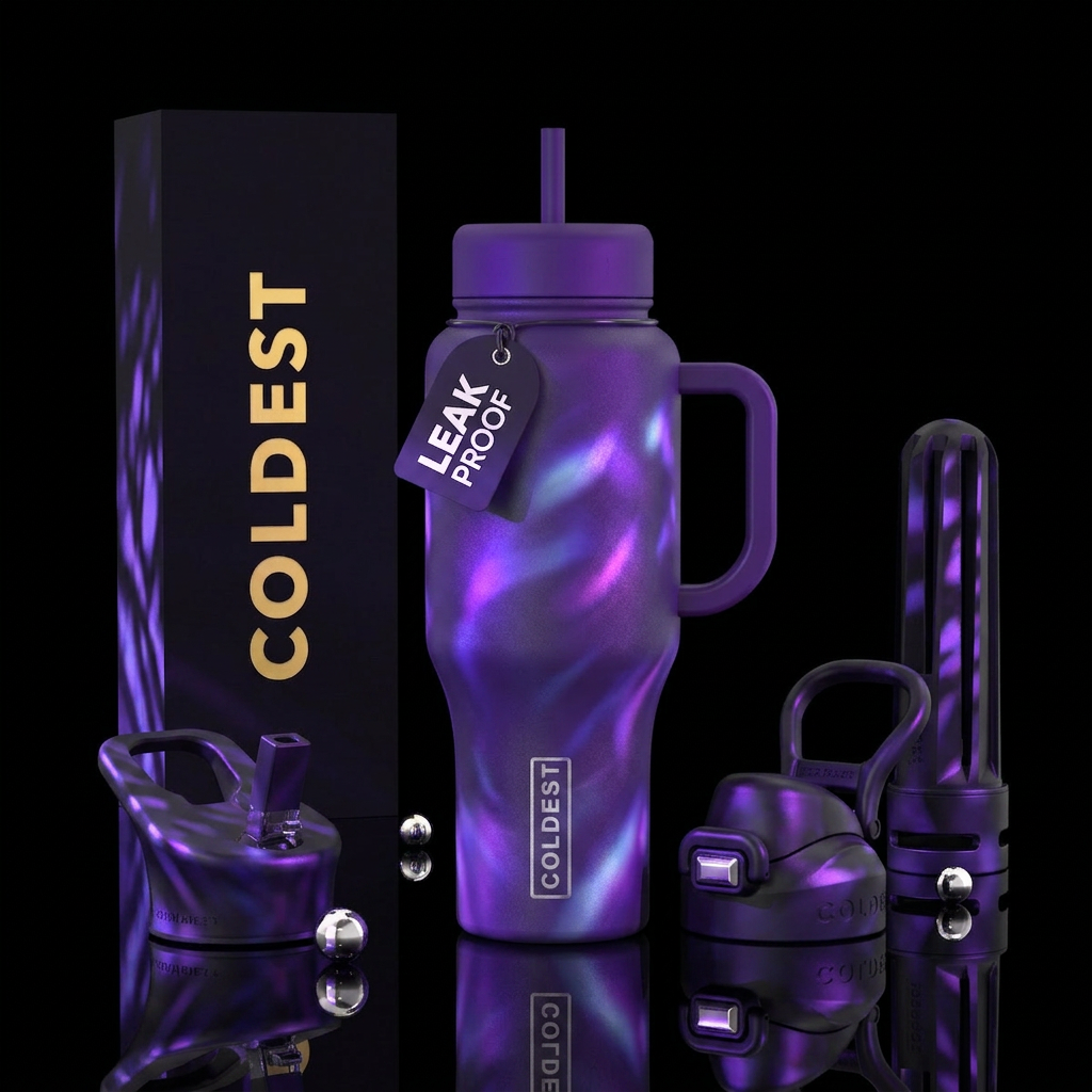 Purple shadow lighting Reflective glowie beautiful water bottle design