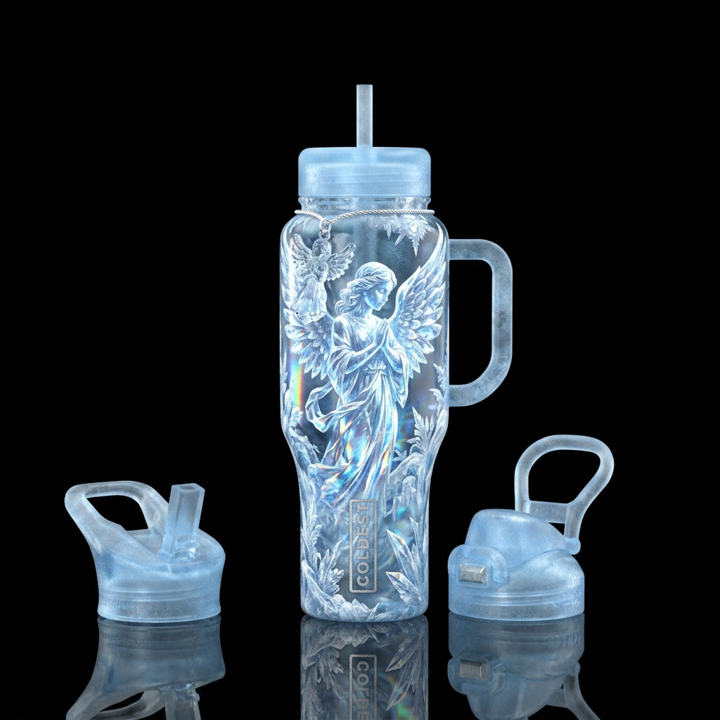 Ice angel, beautiful, shiny water bottle design