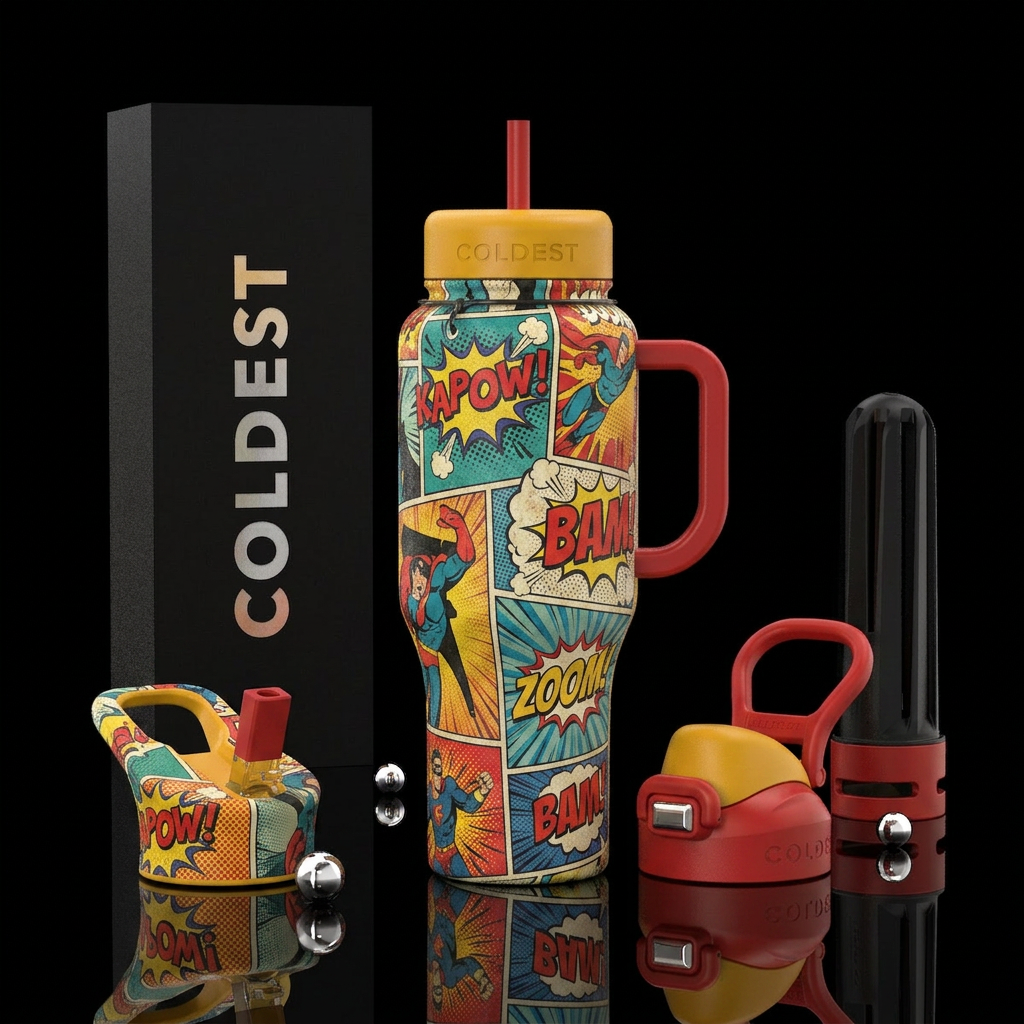 Classic comics, textured water bottle design