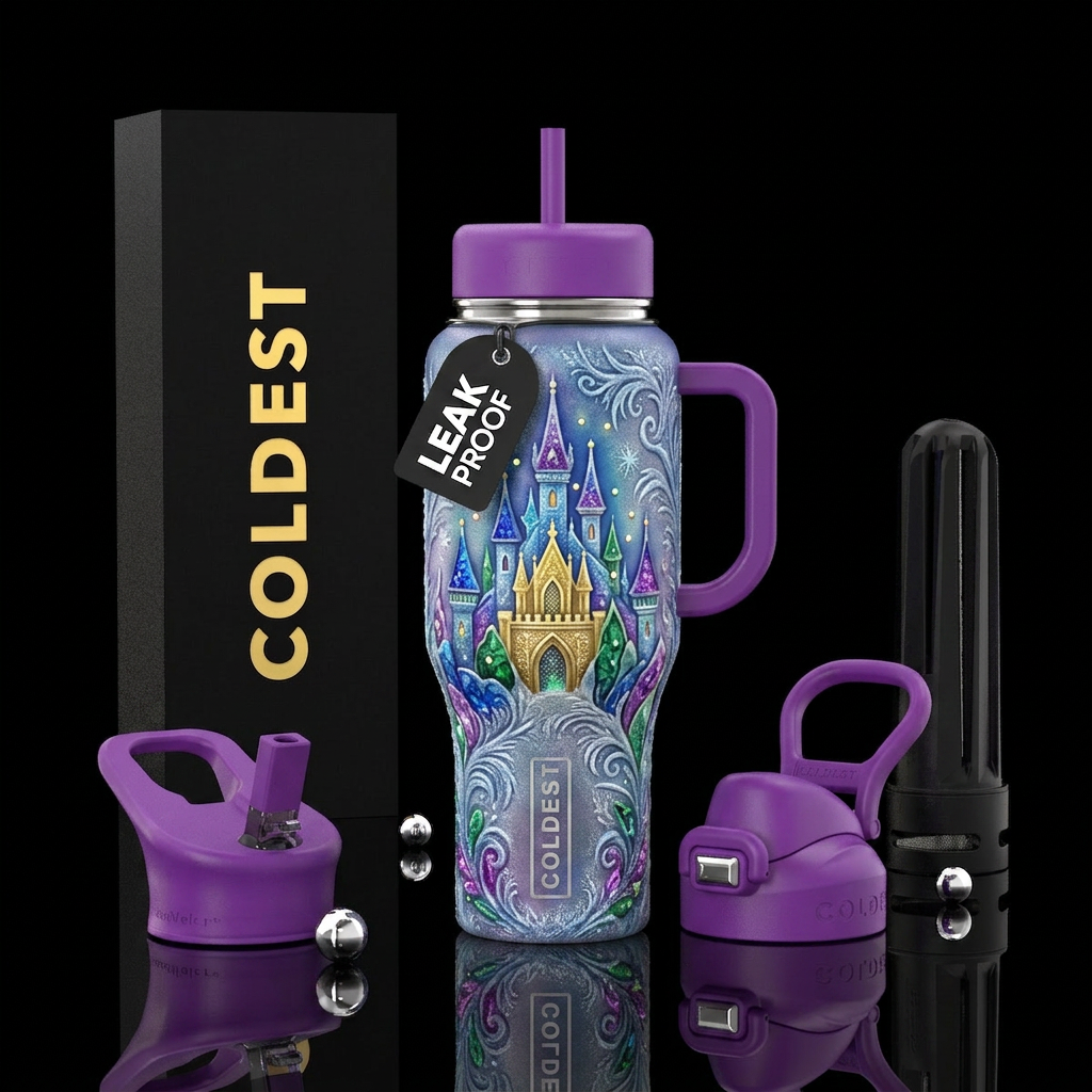 Snow palace, fairy-tale,  beautiful textured water bottle design