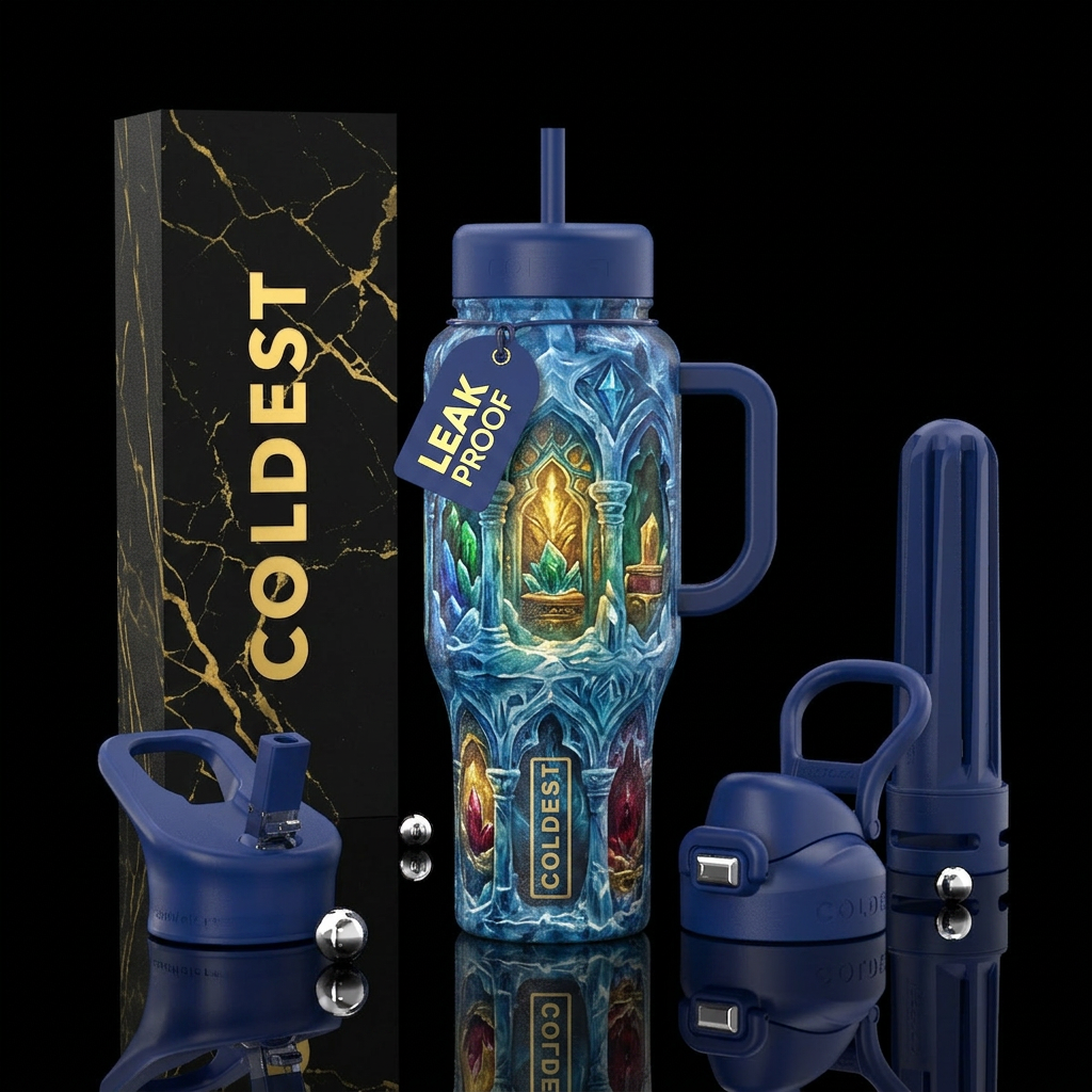 Ice chambers of the ark, textured water bottle design