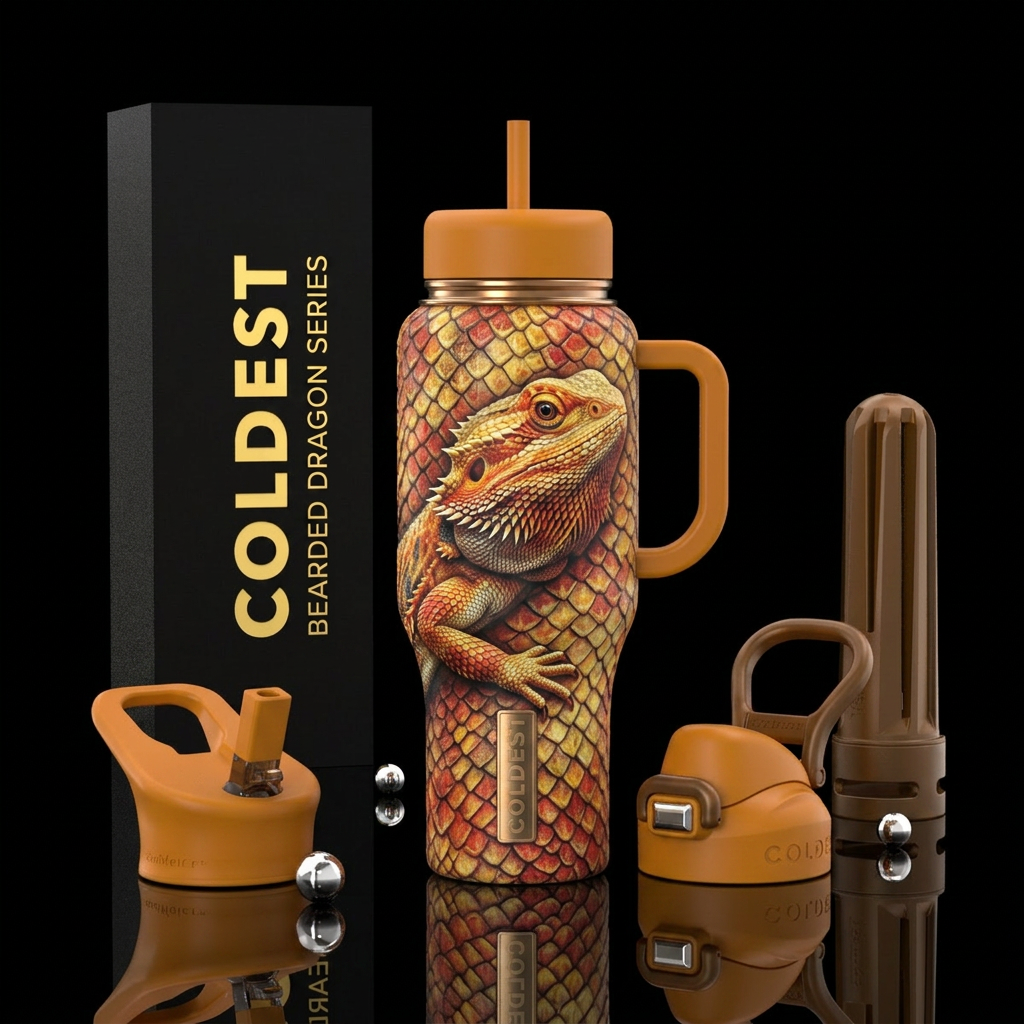 Bearded dragon on dragon matching scales, beautifu... water bottle design