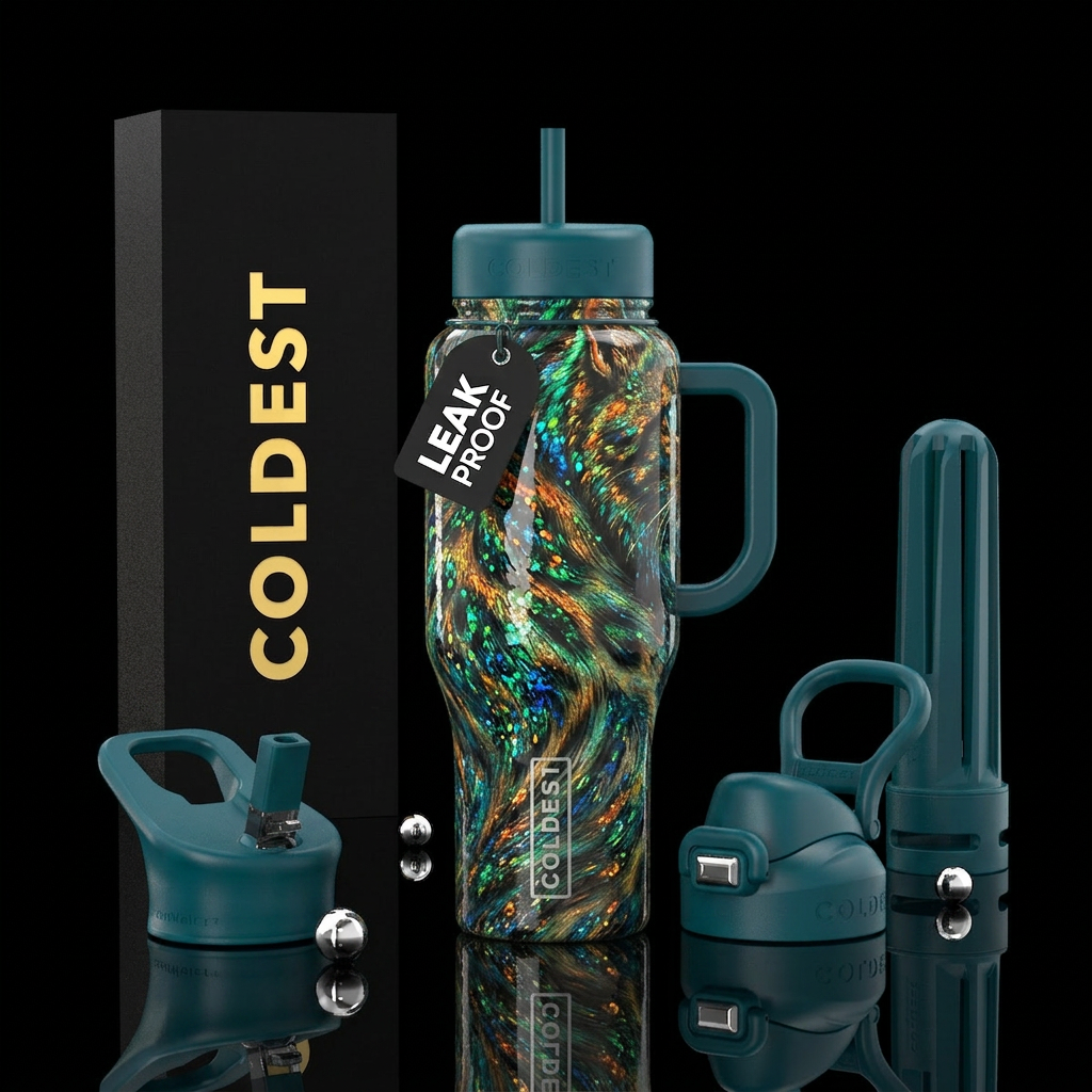 Cat beautiful textured shiny water bottle design