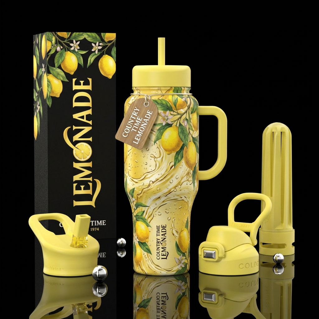 Country time Lemonade,  textured water bottle design