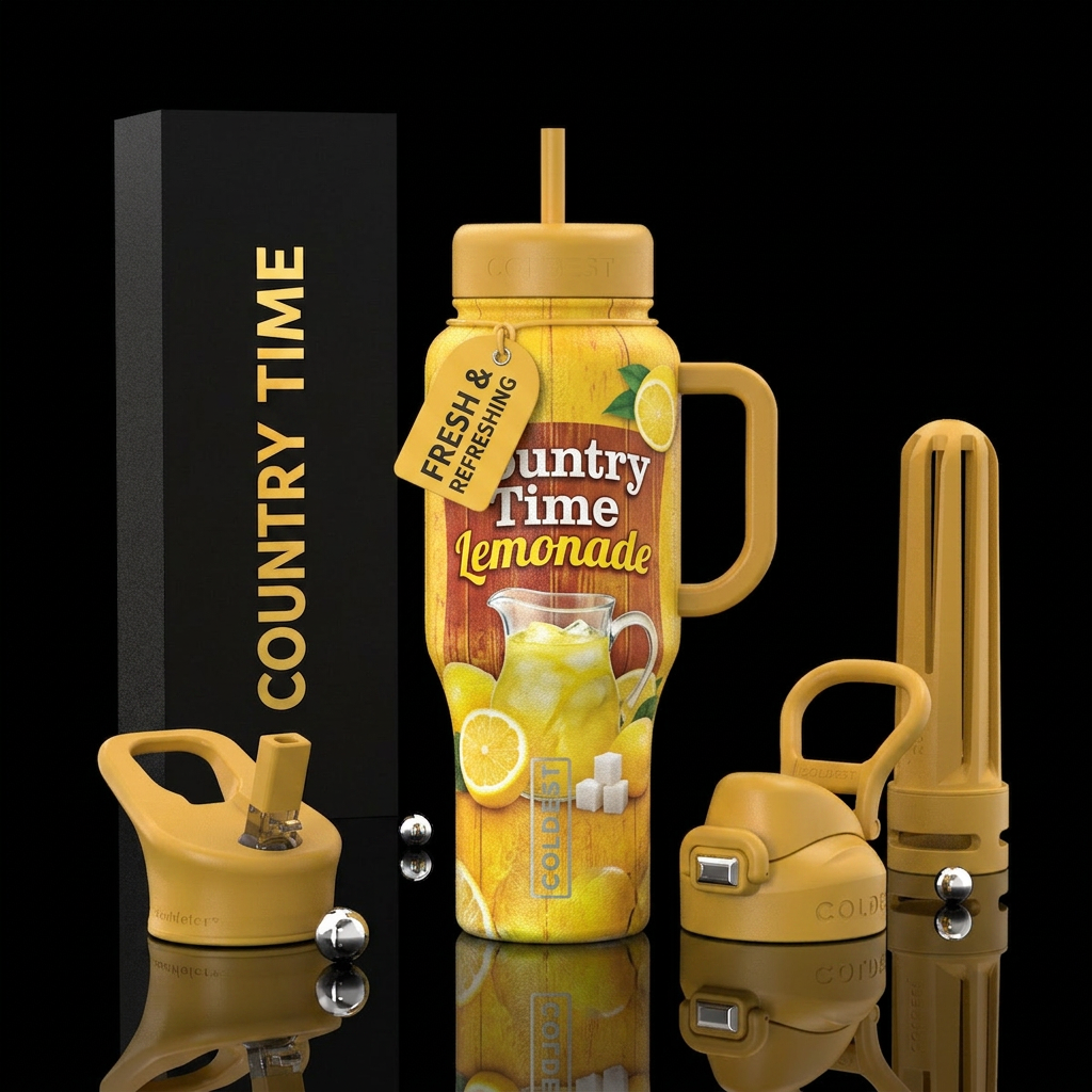 Country Time Lemonade , textured water bottle design