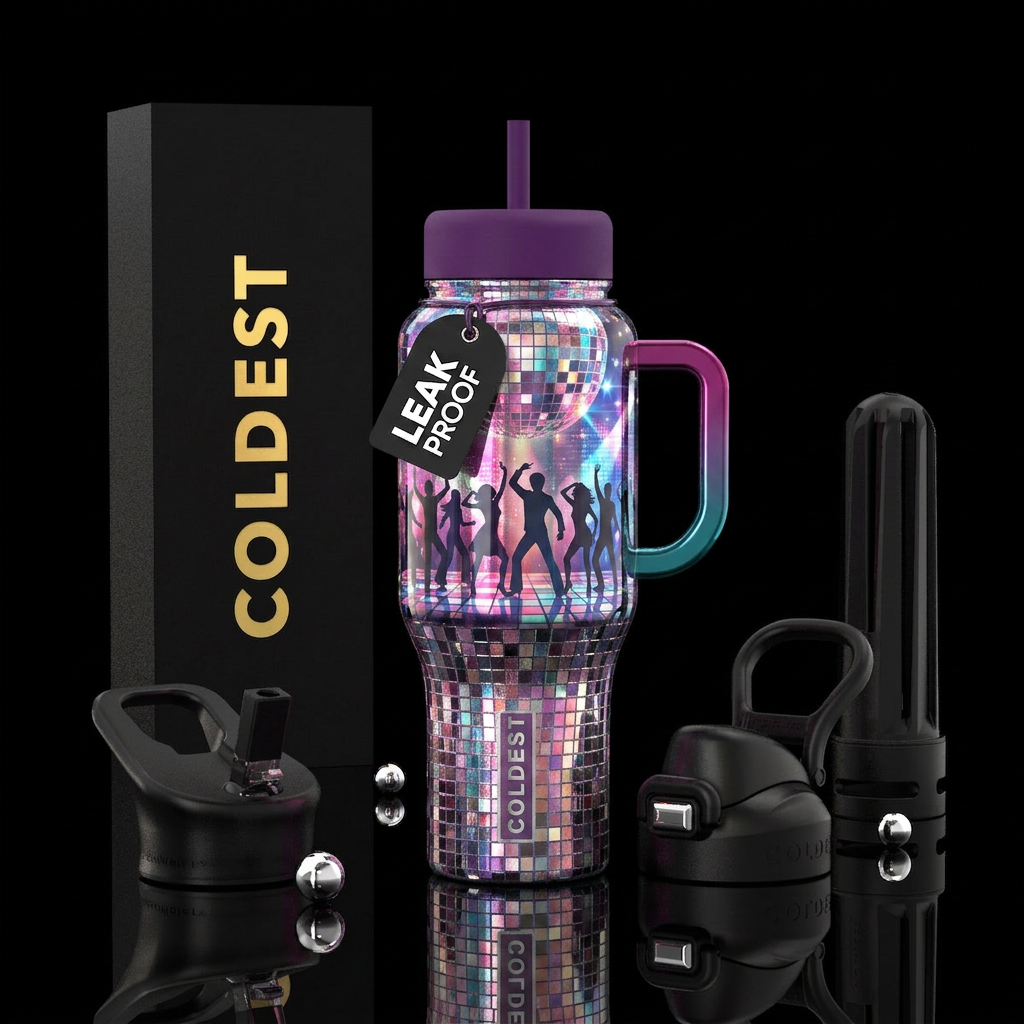 Classic disco, dancer textured, water bottle design