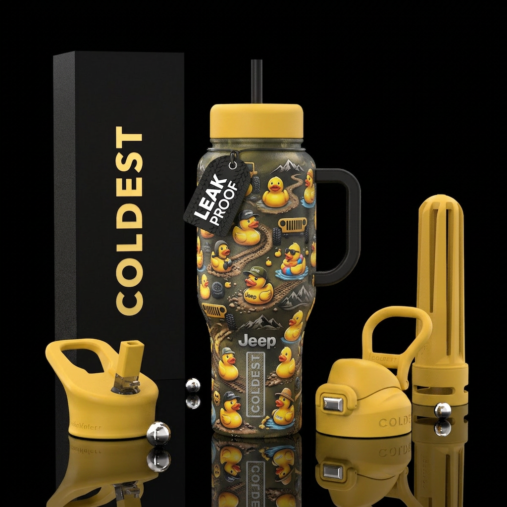 Jeep  baby Duckies realistic textured water bottle design