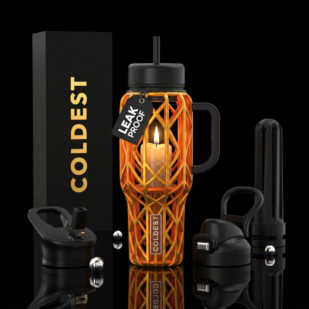 Pumpkin cage w/ candle lit beautiful black texture... water bottle design