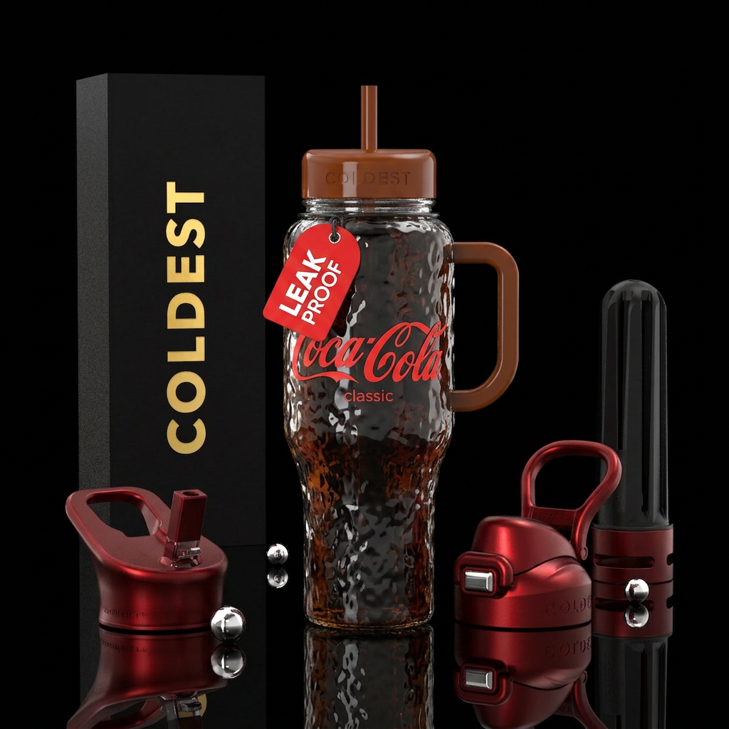 Classic Coke bottle shiny textured water bottle design