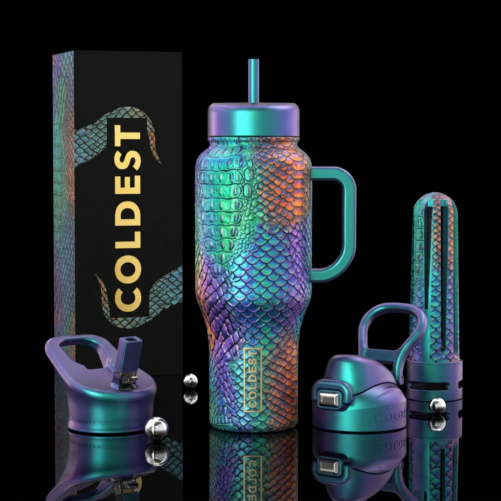 Alligator, mermaid, Dragon skin prints all in one,... water bottle design