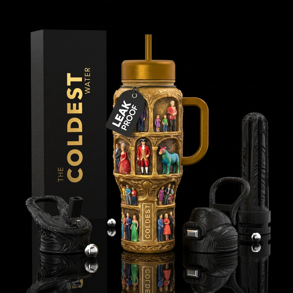 Wax museum,  beautiful textured,  vibrant water bottle design