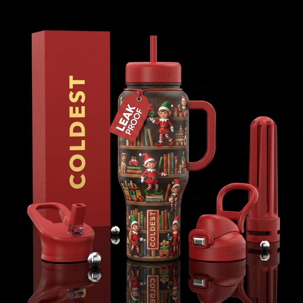 Little elf on the shelf, textured water bottle design