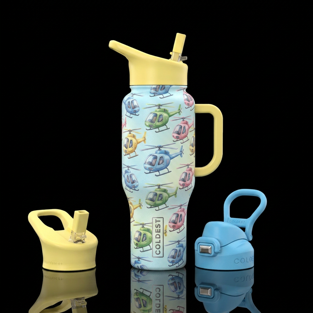 Baby helicopter, textured water bottle design