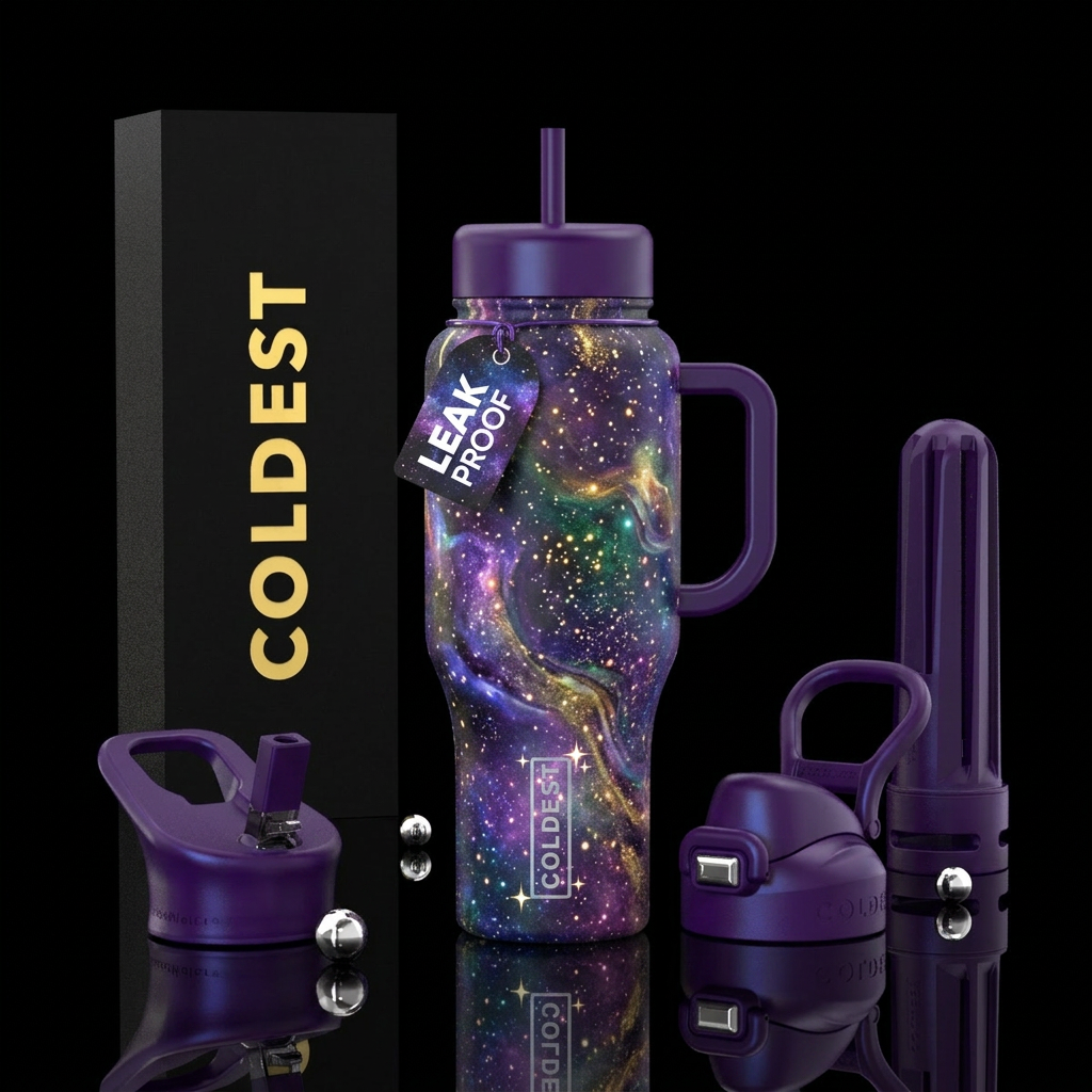 Glowie starring night, marble textured, unique water bottle design
