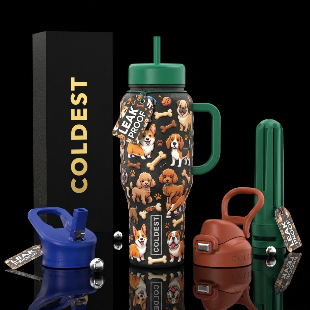 Toon dogs & bones, textured, cute water bottle design