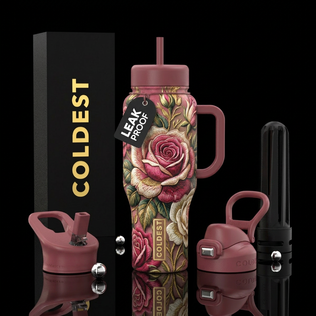 Georgia Rose, textured,  beautiful, shadow,  moder... water bottle design