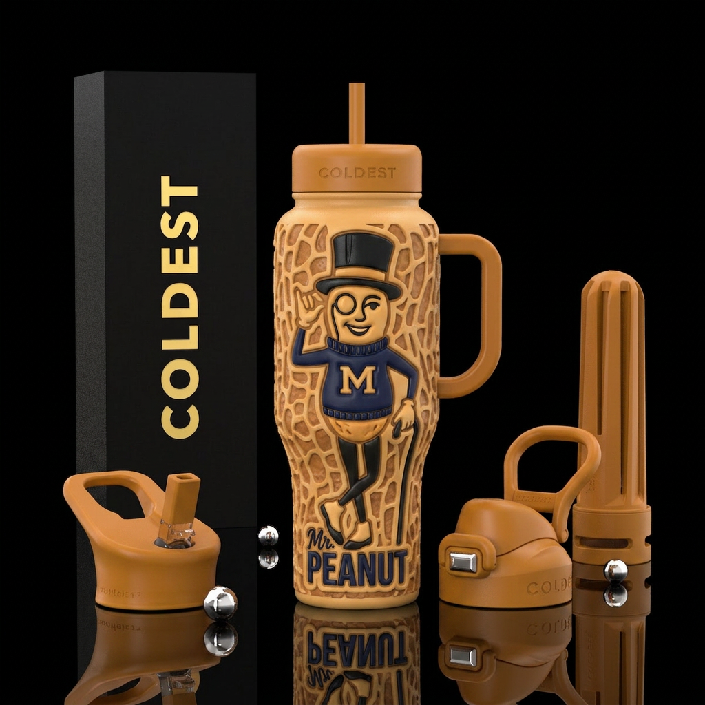 Mr Peanut,  textured water bottle design