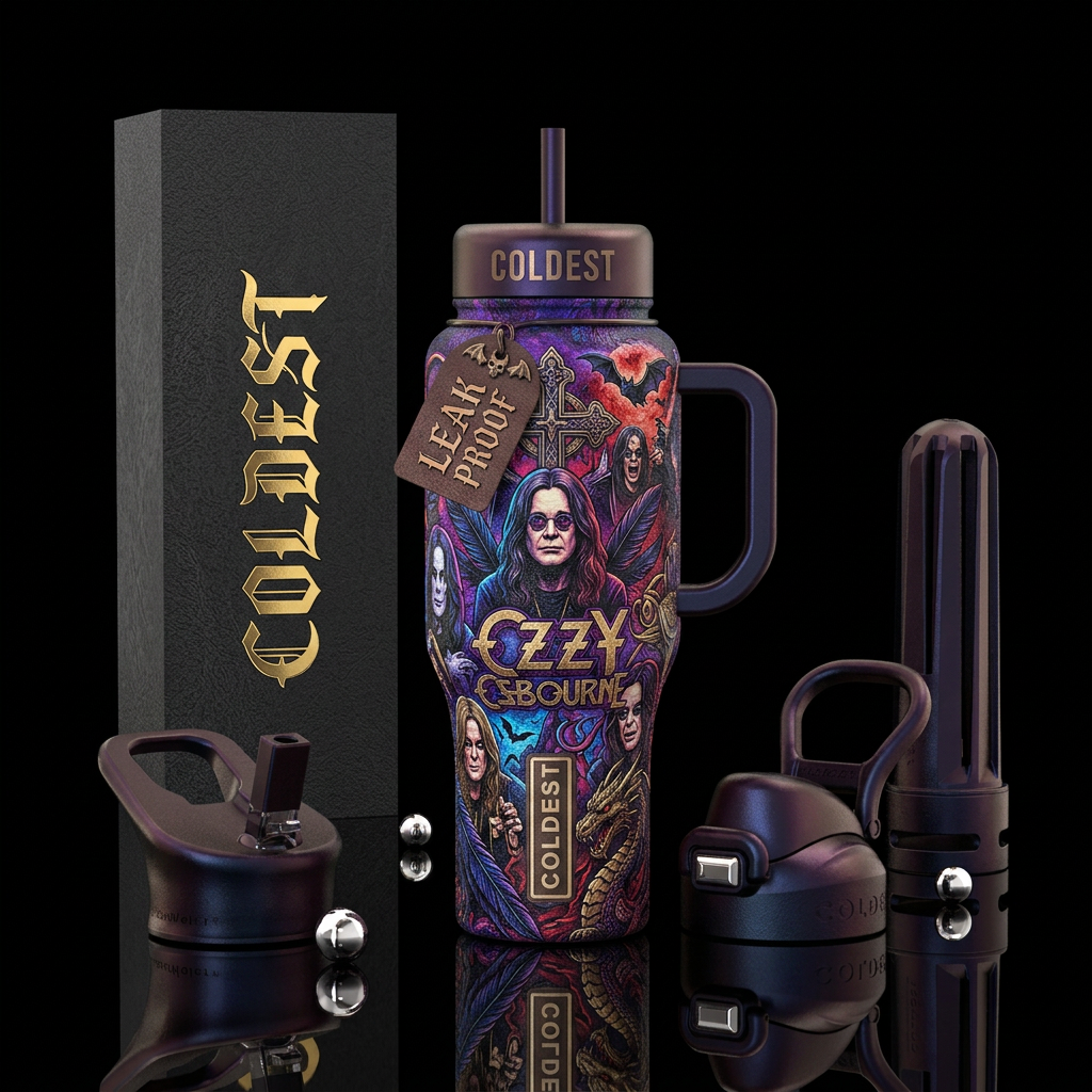 Ozzy Osborne , textured water bottle design
