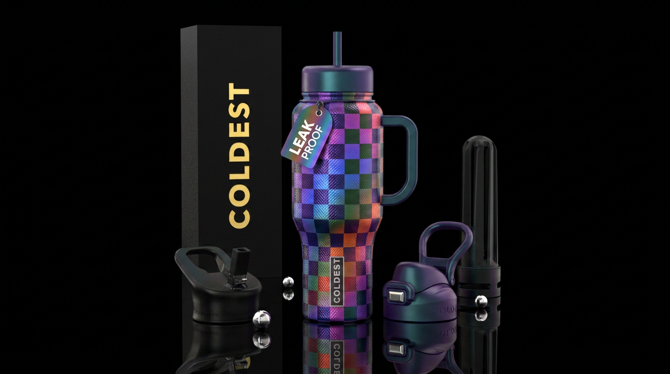 Black, white checkers, Arora, colorful, beautiful,... water bottle design