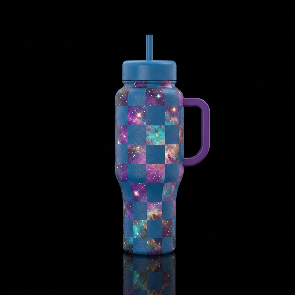 Starring, galaxy, Checkers, beautiful, textured water bottle design