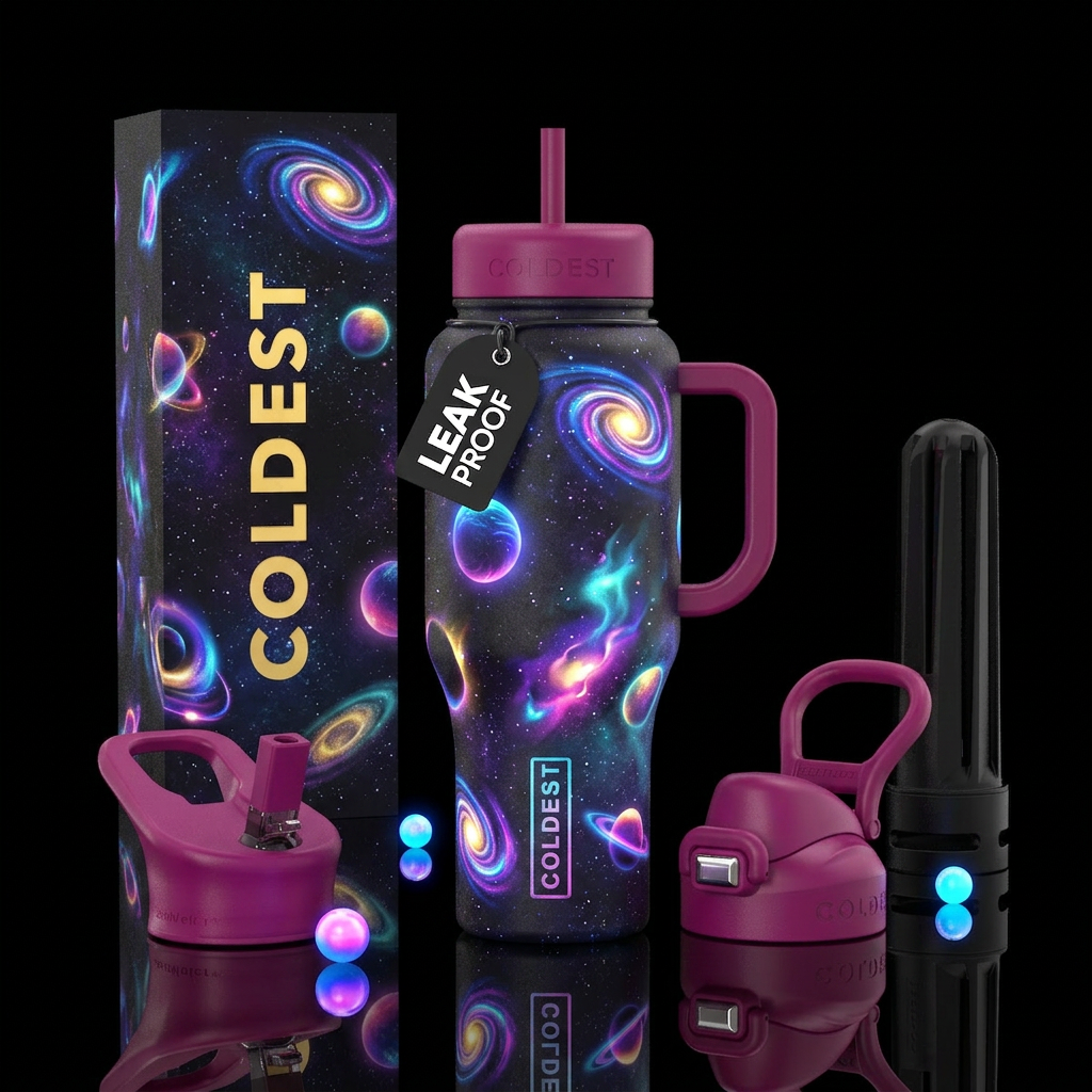Glowie vibrant galaxy shadow modern bright water bottle design