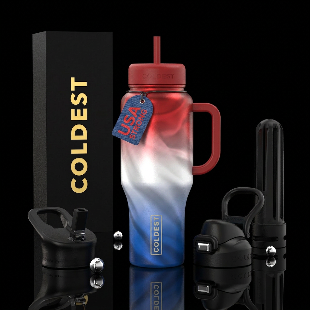 Red,white & blue ombre, A flag, water bottle design