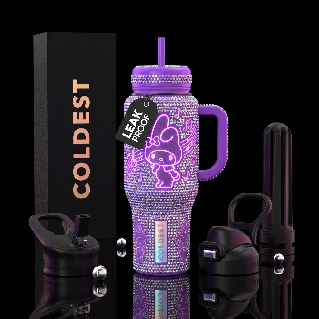 Melody blinging, glowie shadow water bottle design