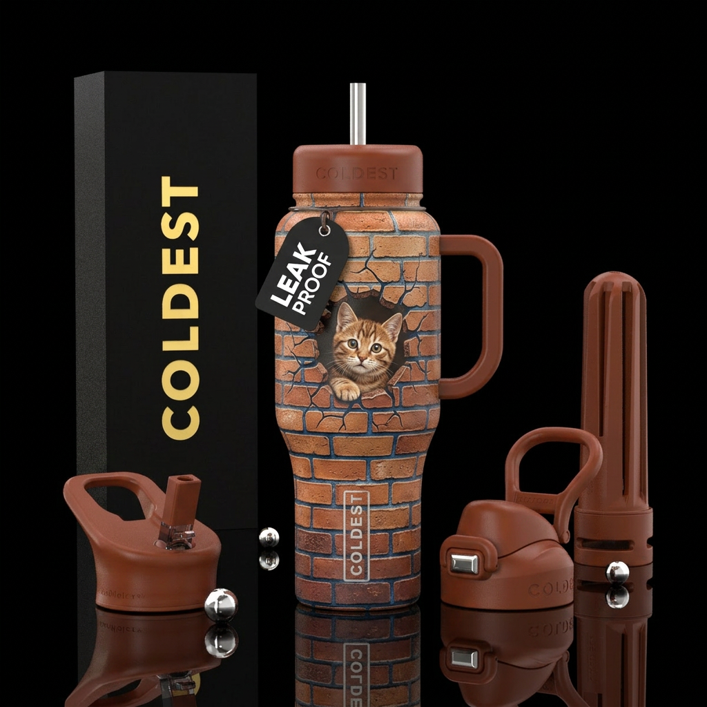 Bricks, Cracked, hole, cat water bottle design