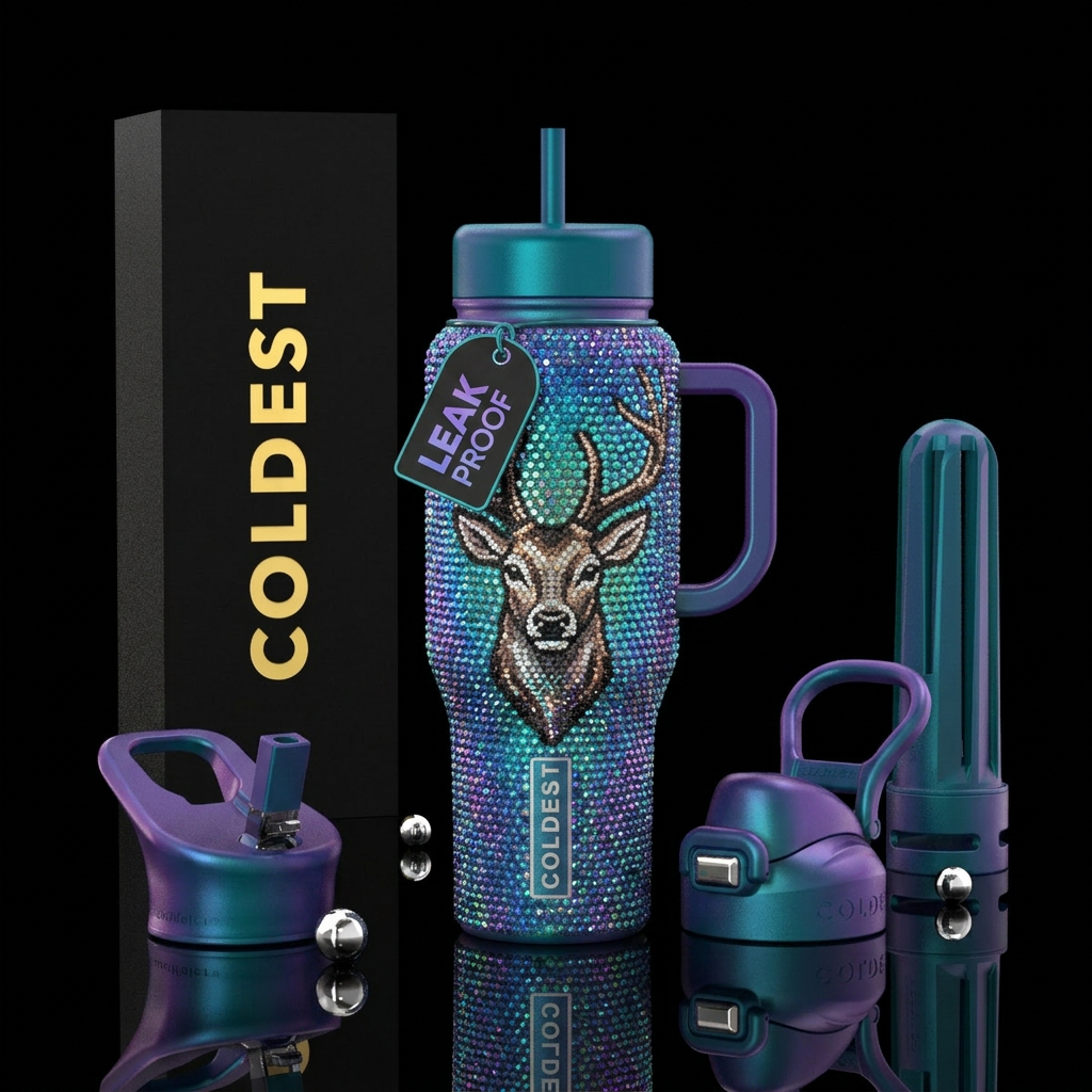 Deer blinging water bottle design