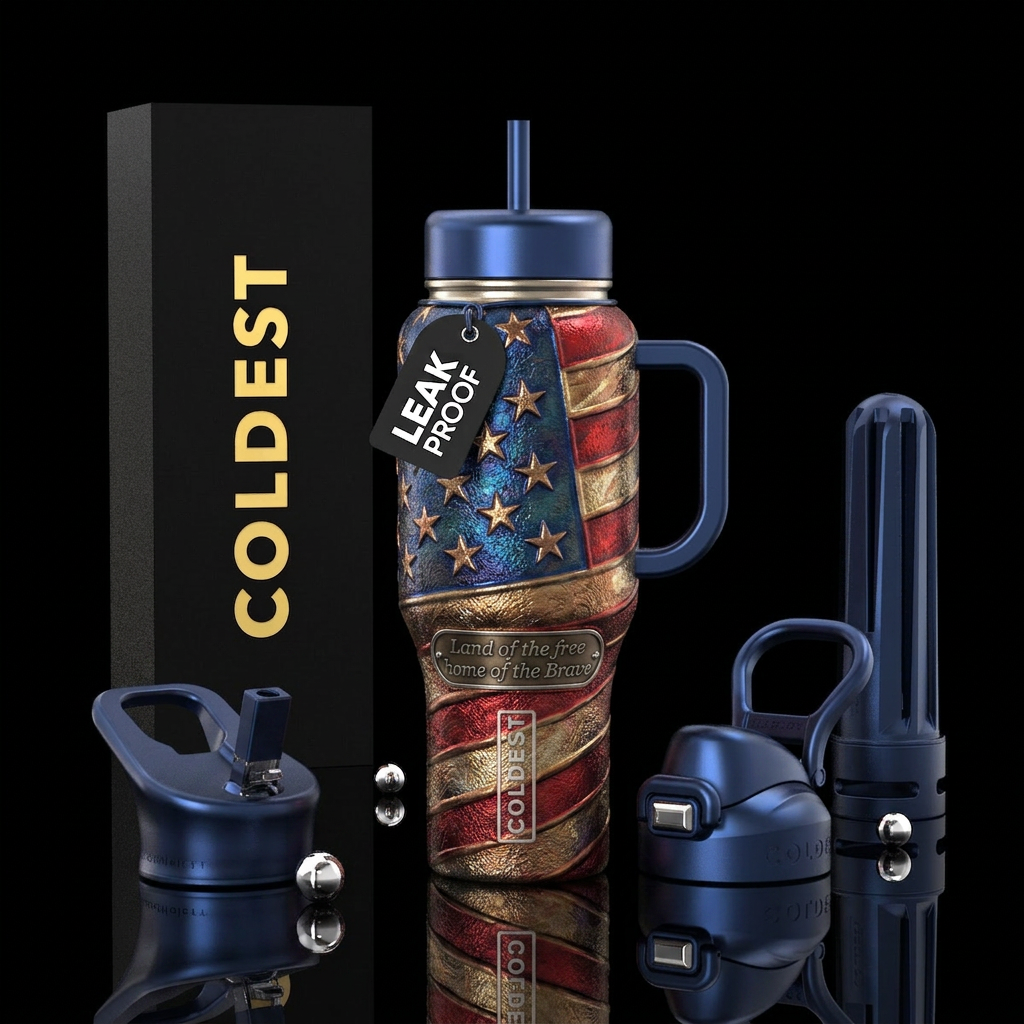 Land of the free home of the Brave, shiny, texture... water bottle design