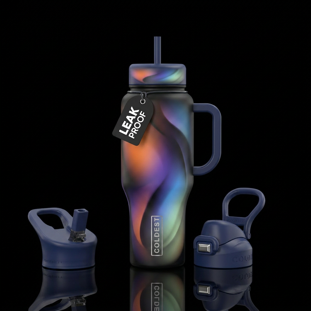 Happy days, shadow, glowie water bottle design