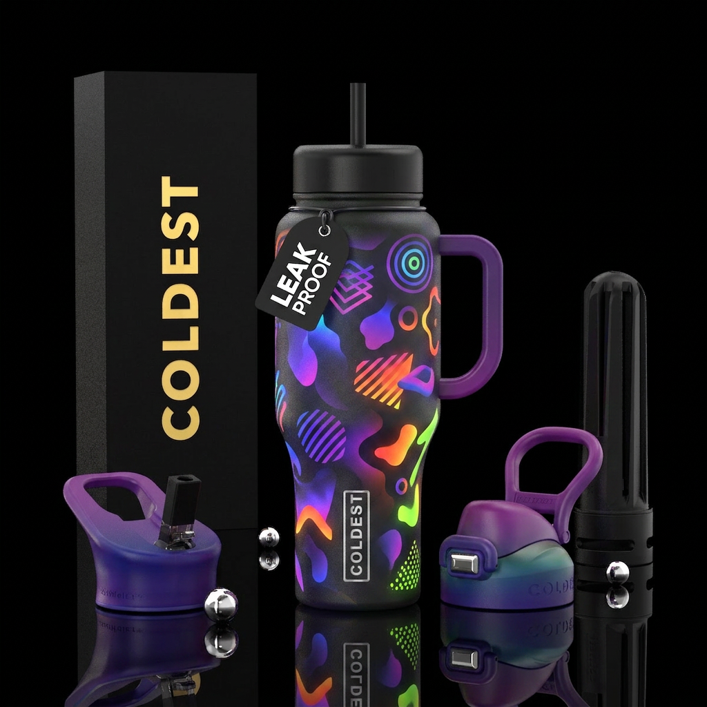 Happy days, glowie, shadow water bottle design