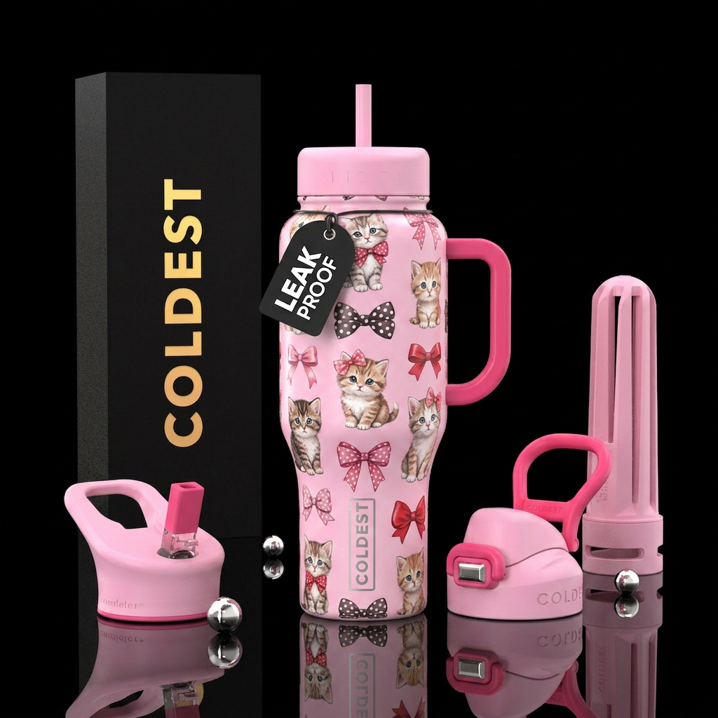 Kitty & bows water bottle design