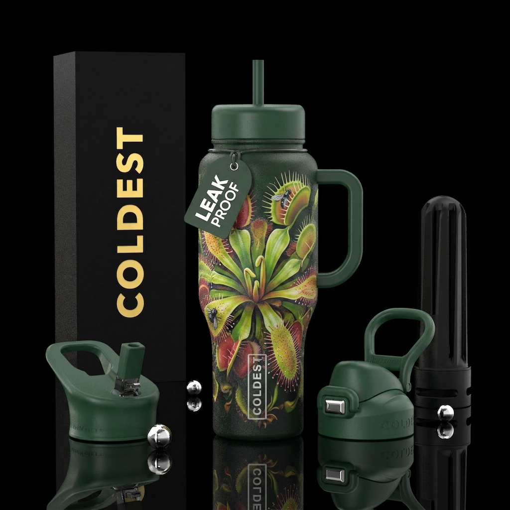 Flycatcher plant, beautiful colorful, water bottle design