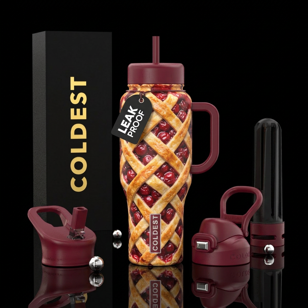 Cherry Pie, fresh, delicious water bottle design