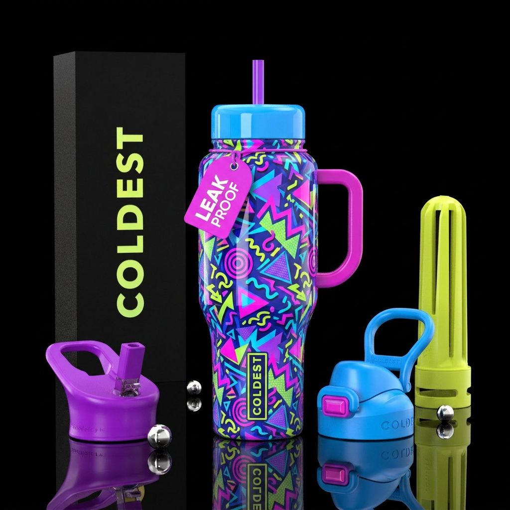 80's vibes water bottle design