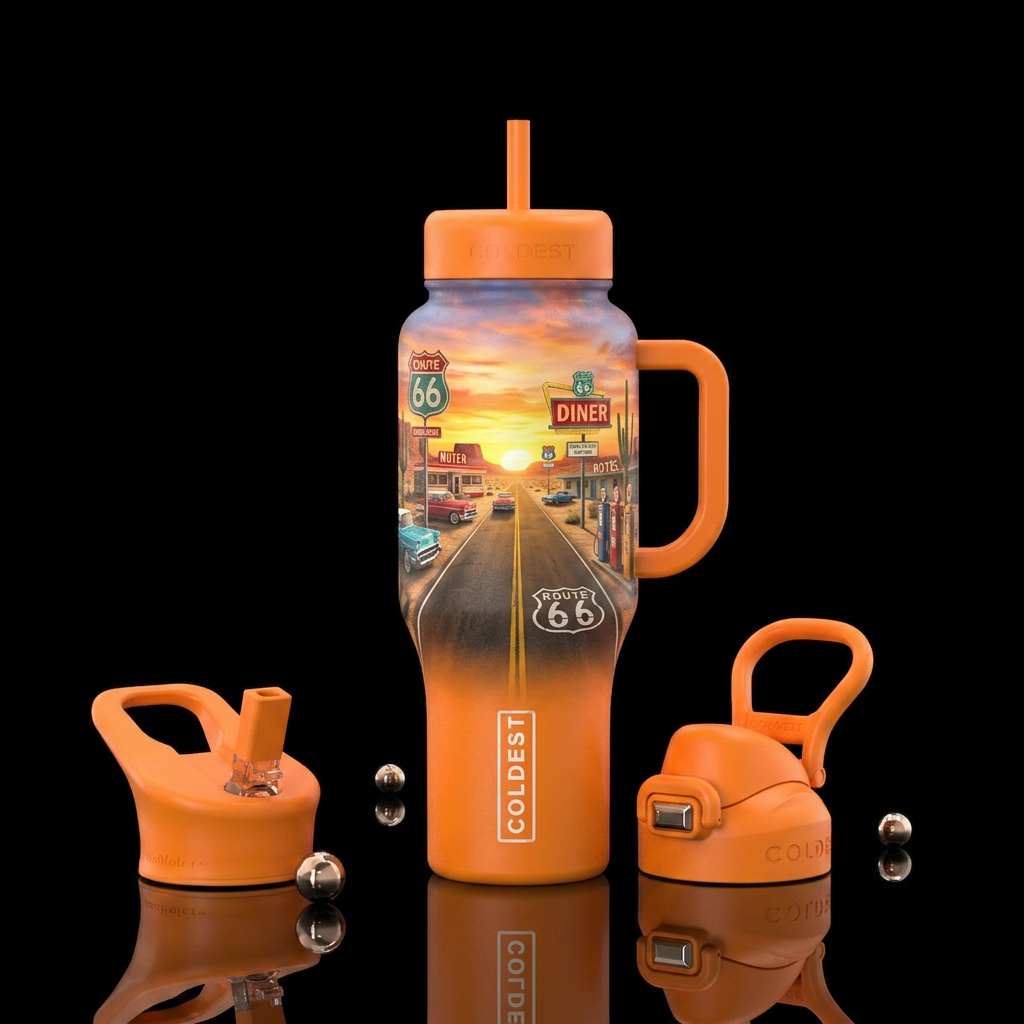 Mother Road water bottle design