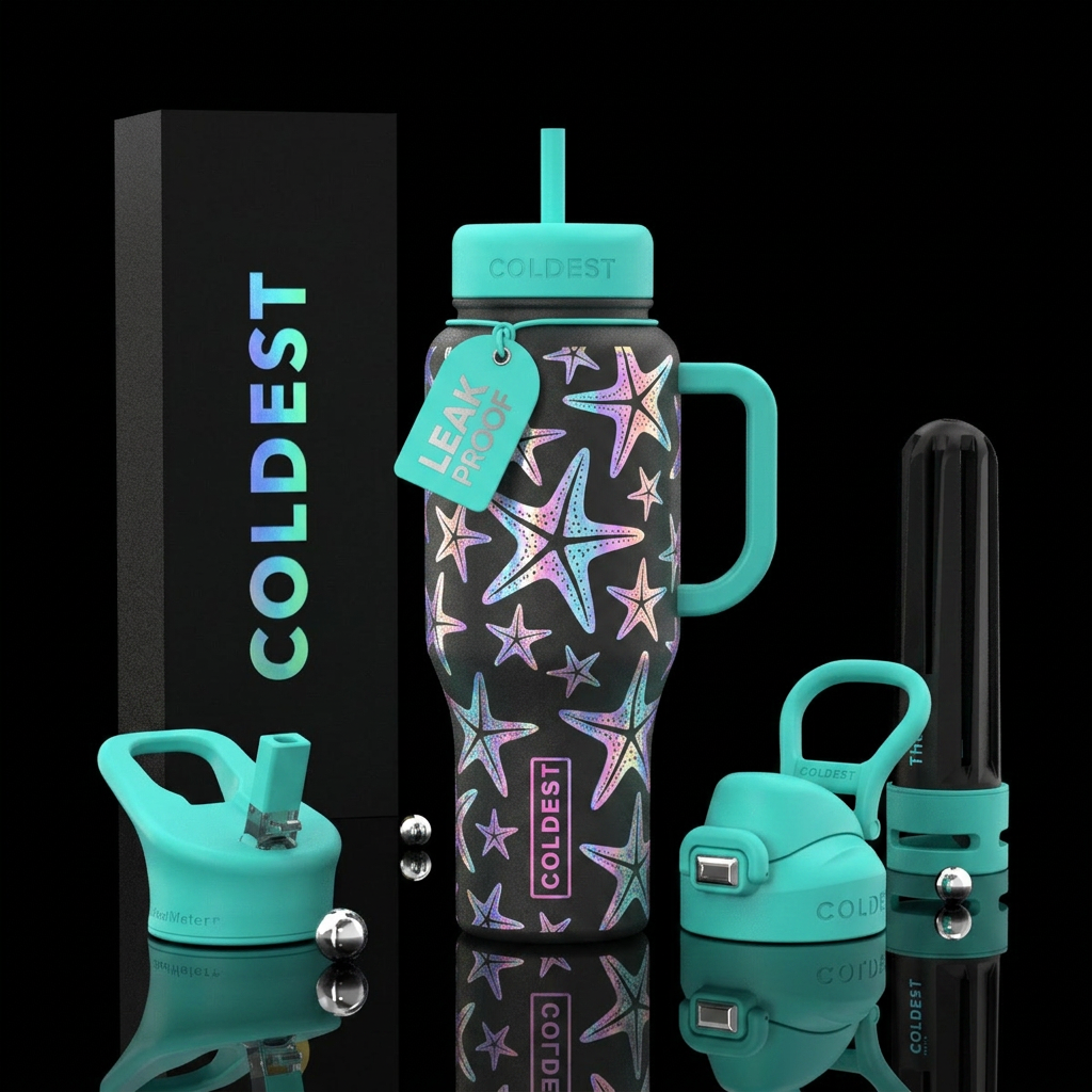 holographic starfish water bottle design