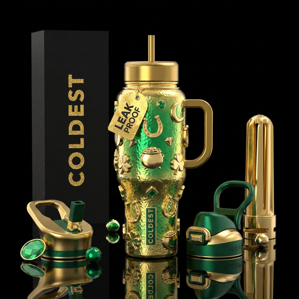 Lucky charm shiny texture water bottle design