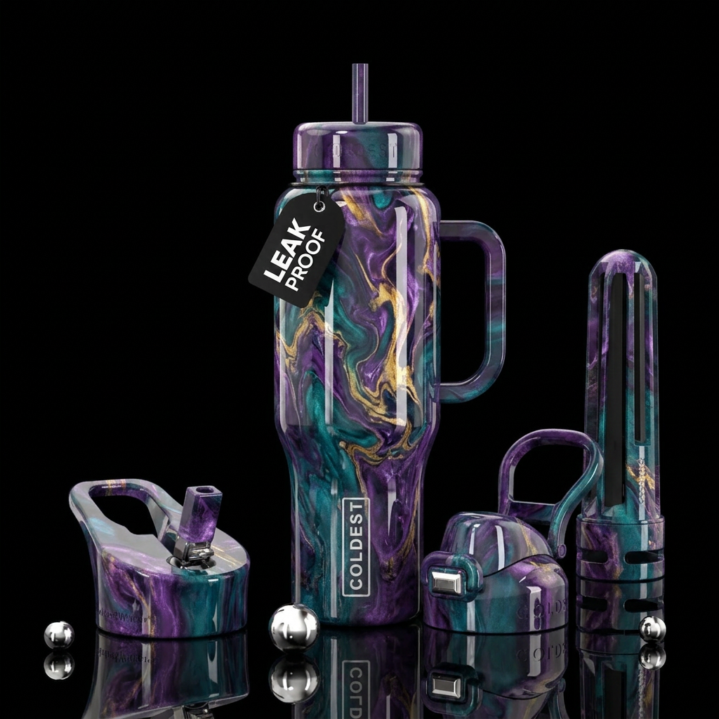 Marble madness, shine water bottle design