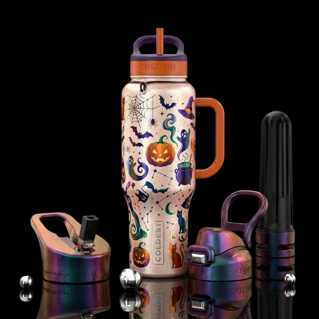 Light shimmer, Halloween,  textured water bottle design