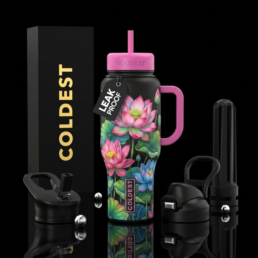 Lotus flower water bottle design