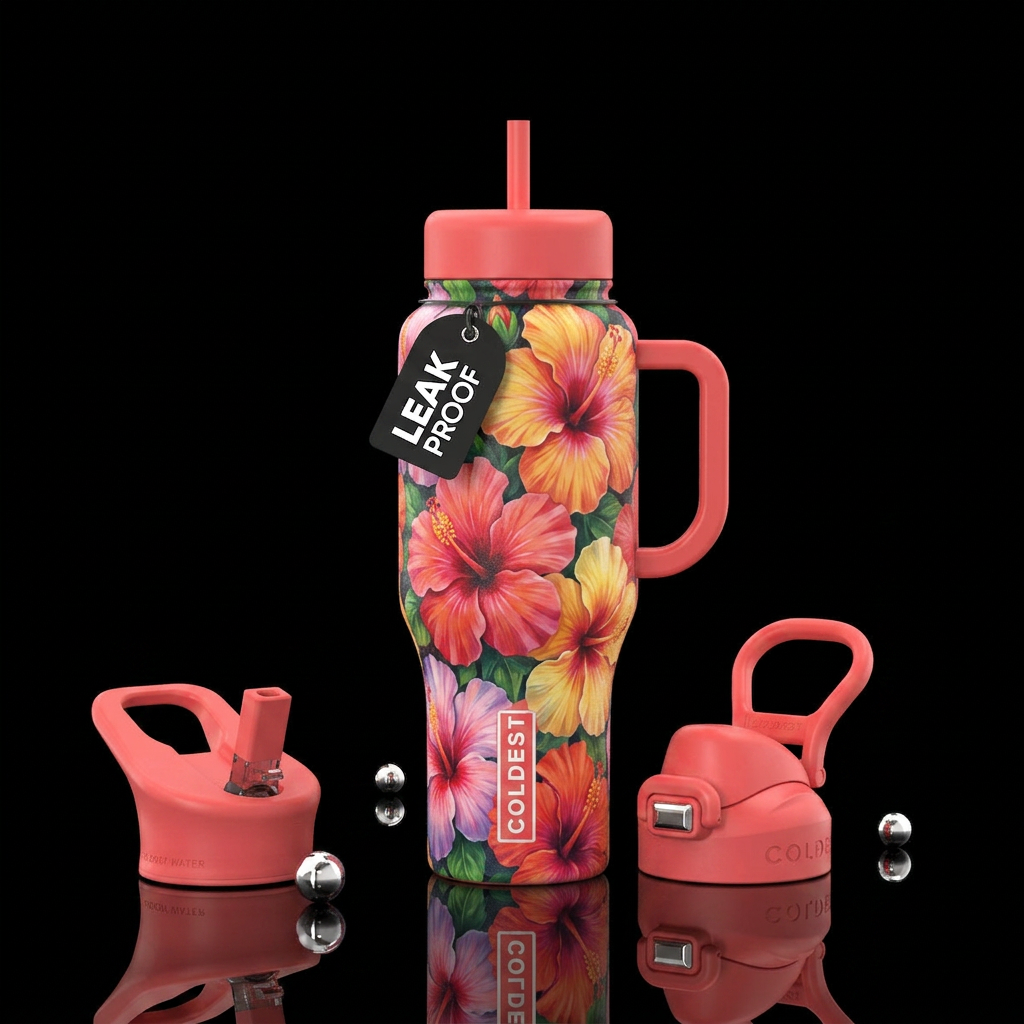 Hibiscus flower water bottle design