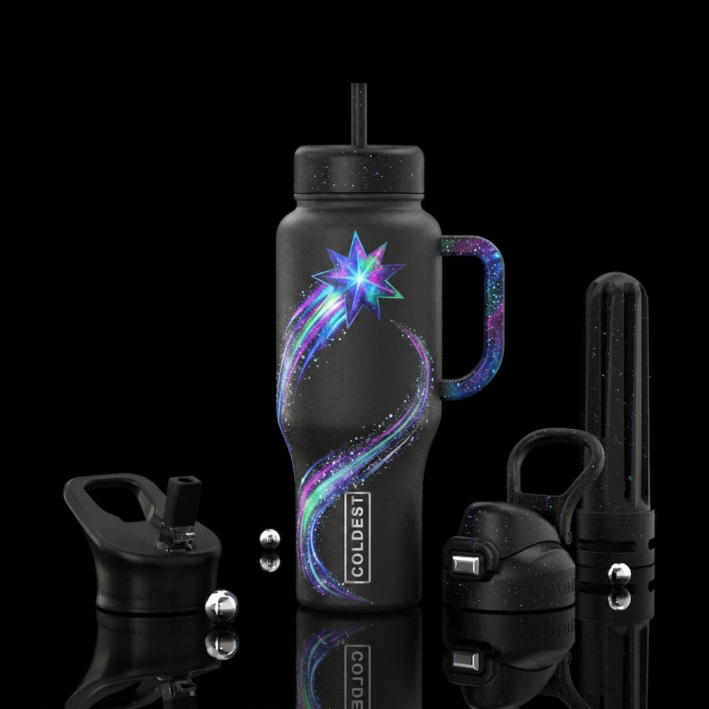 Falling star water bottle design