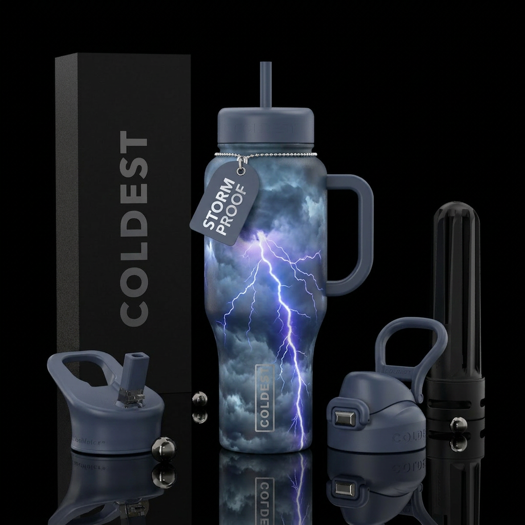 Stormy weather water bottle design