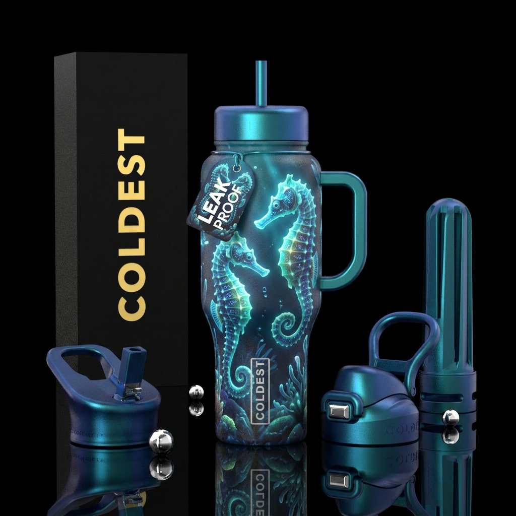 Glowie seahorse water bottle design
