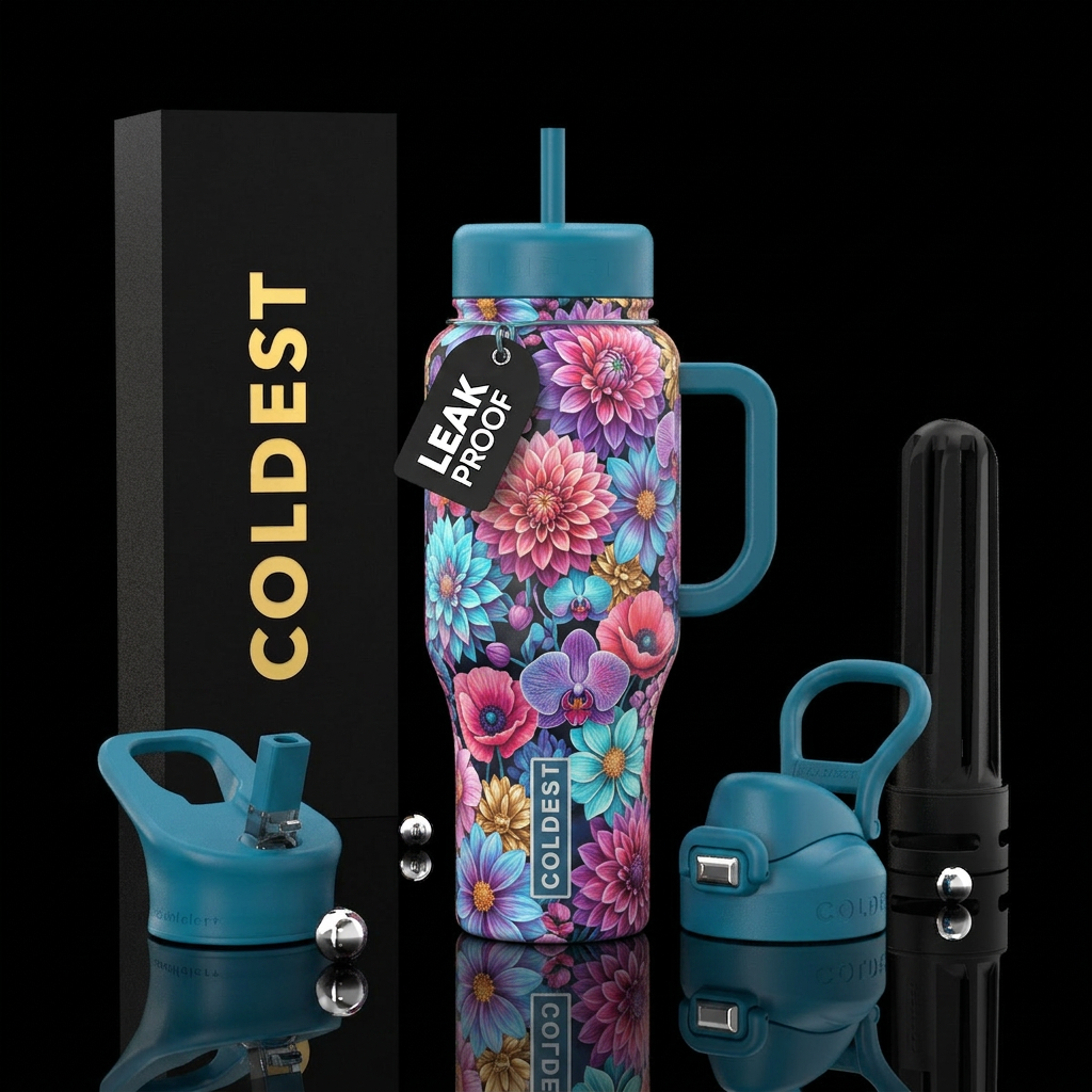 Florals on florals water bottle design