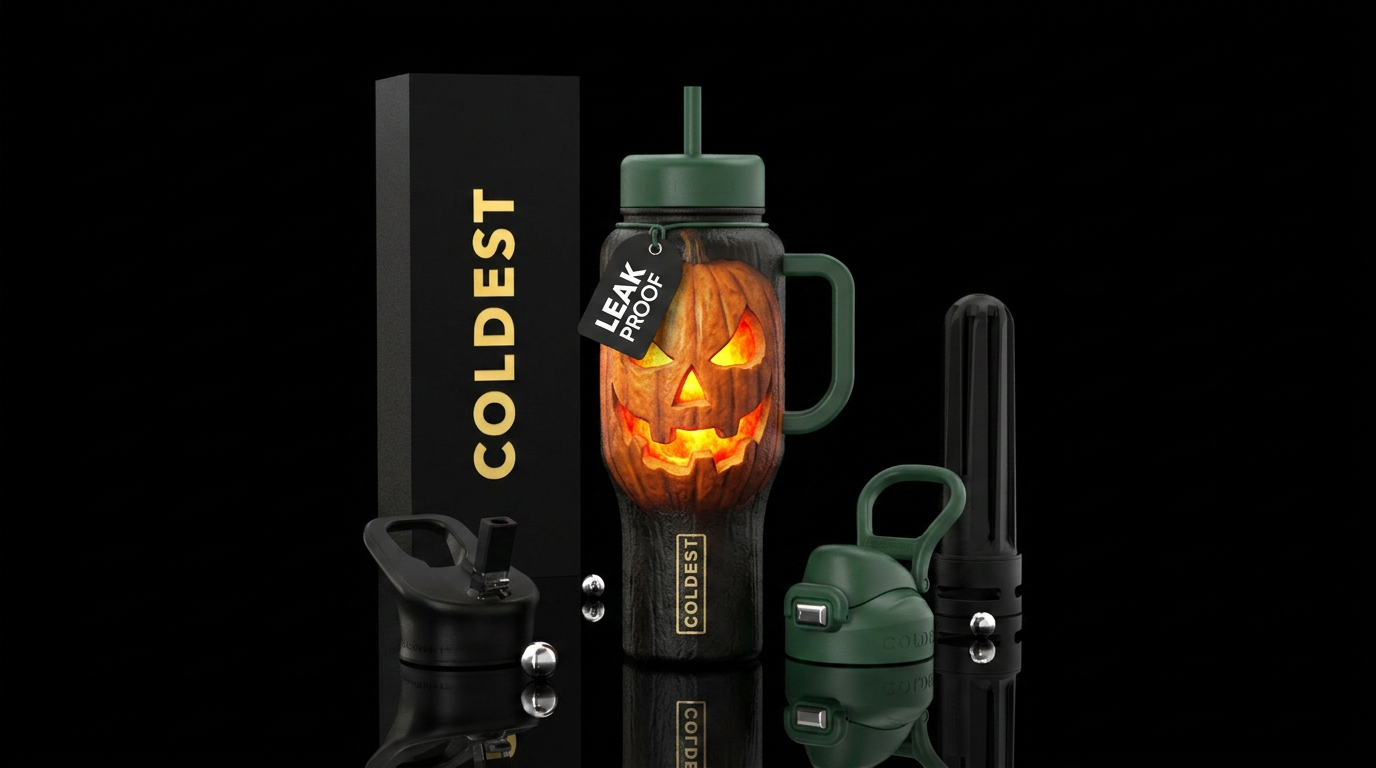 Pumpkin head water bottle design
